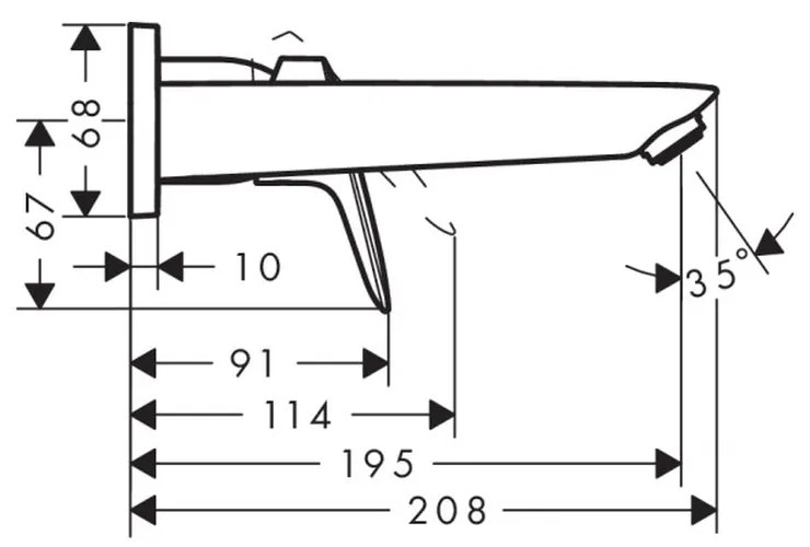 Baterie lavoar crom, cu montaj pe perete, Hansgrohe, Logis