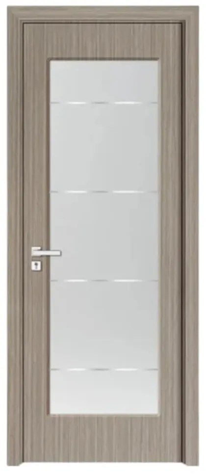 Usa Interior din MDF Novo Doors ND110-1, Cadru din Lemn Masiv, Geam Sablat, KIT COMPLET, Toc , Manere si balamale incluse (Culoare: Crem, Toc: