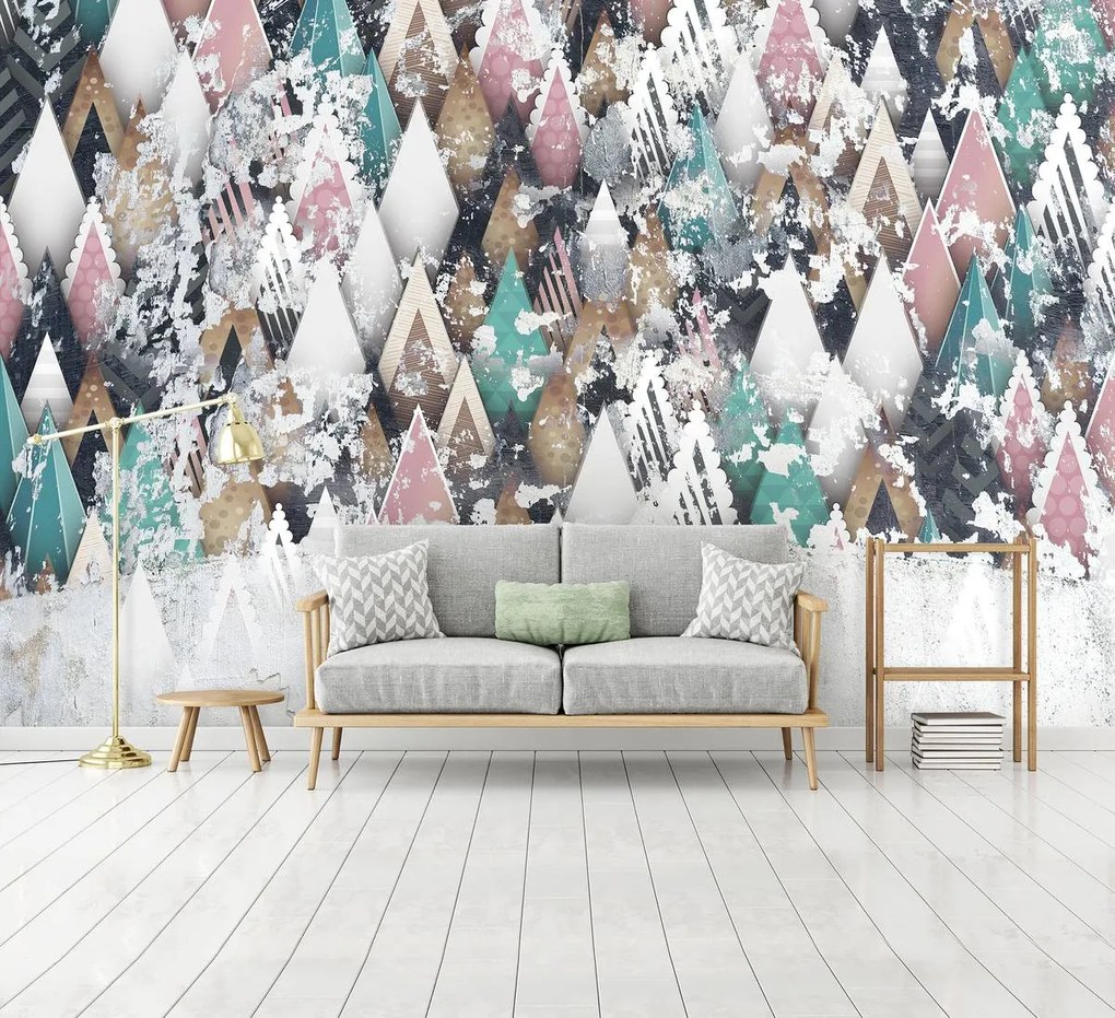 Fototapet - Ornament geometric - pe prete (254x184 cm)