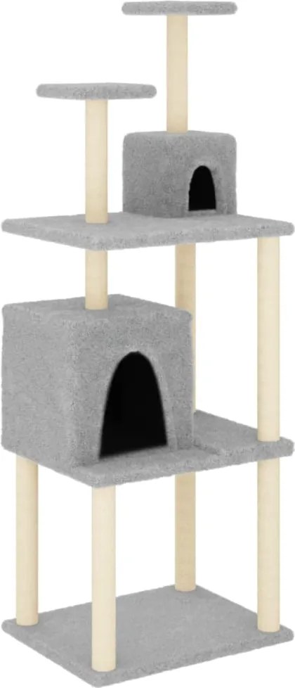 vidaXL Ansamblu de pisici, stâlpi din funie sisal, gri deschis, 167 cm
