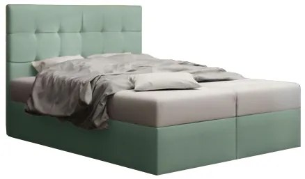 Pat matrimonial Boxspring 140 cm Duel 2 (mentă) ( cu saltea și sp. depozitare). 1046447