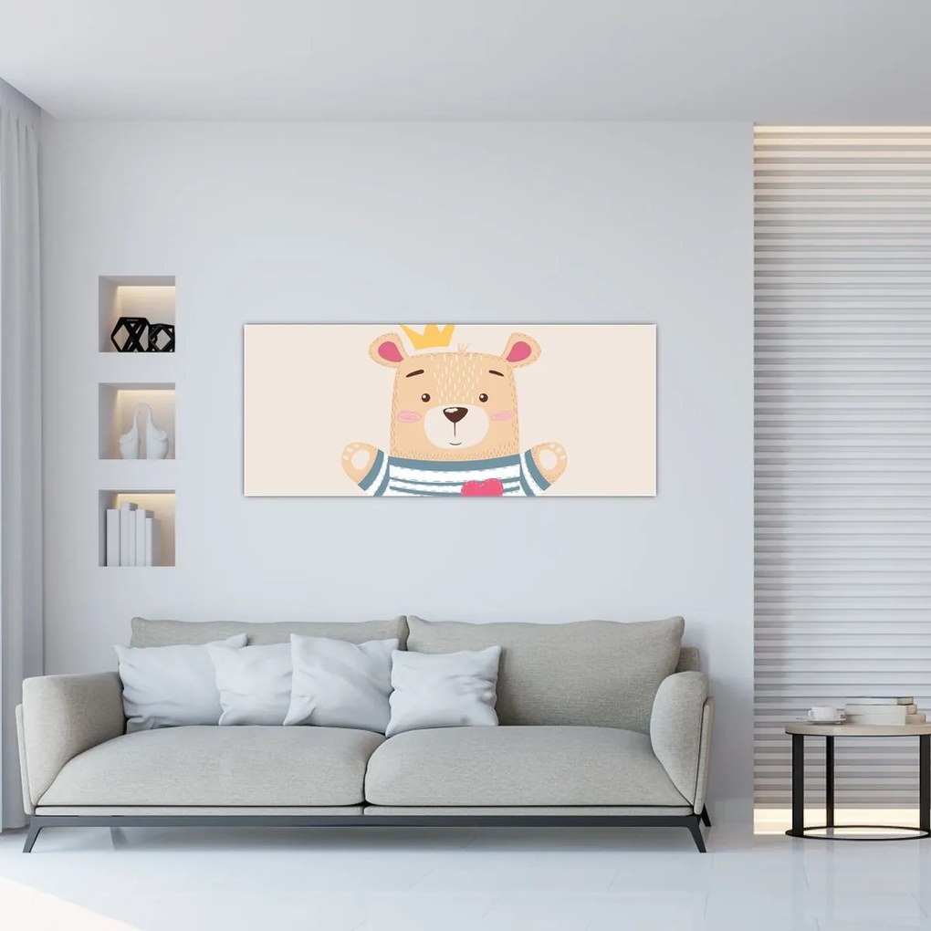 Tablou - Teddy ursuleț cu coroană (120x50 cm)