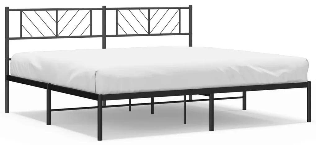 372184 vidaXL Cadru de pat metalic cu tăblie, negru, 183x213 cm