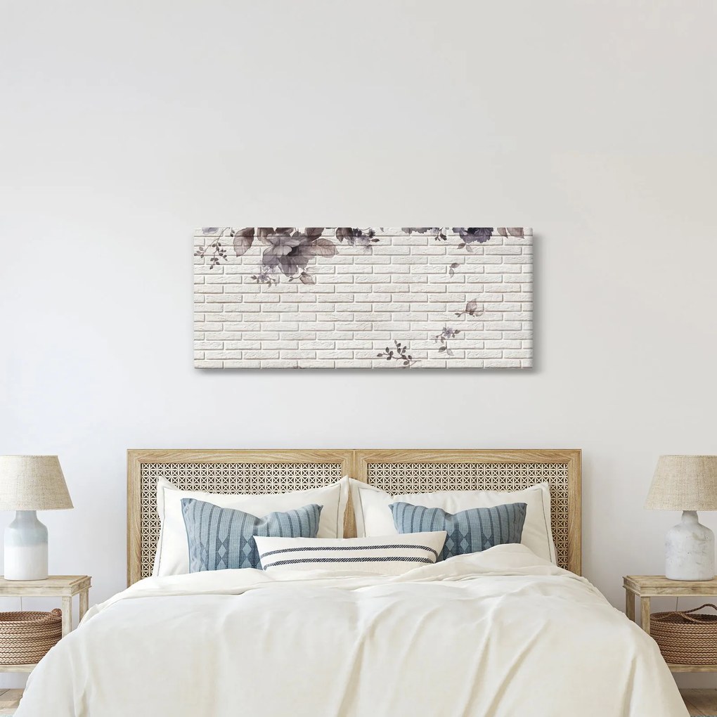 Tablou cu perete și buchet (120x50 cm)