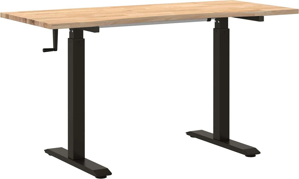 vidaXL Birou Negru și natural 140 x 60 cm Lemn de stejar masiv