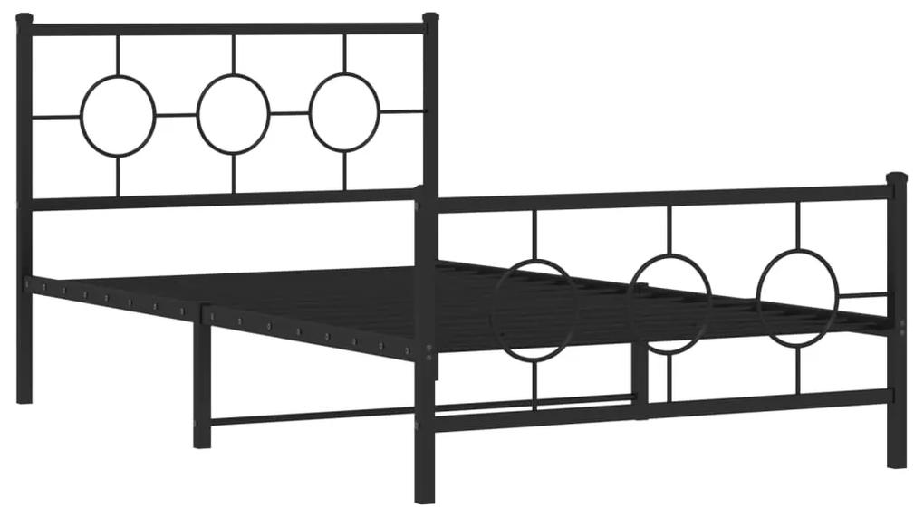 376240 vidaXL Cadru pat metalic cu tăblii de cap/picioare, negru, 107x203 cm