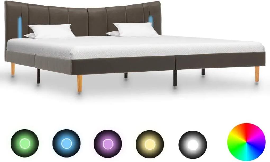 Cadru de pat cu LED, antracit, 160 x 200 cm, piele ecologica