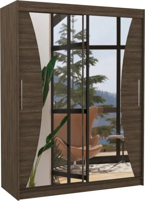 Dulap cu usi glisante si oglinda 150x200 cm, Max, ADRK Furniture (Culoare: Sonoma)