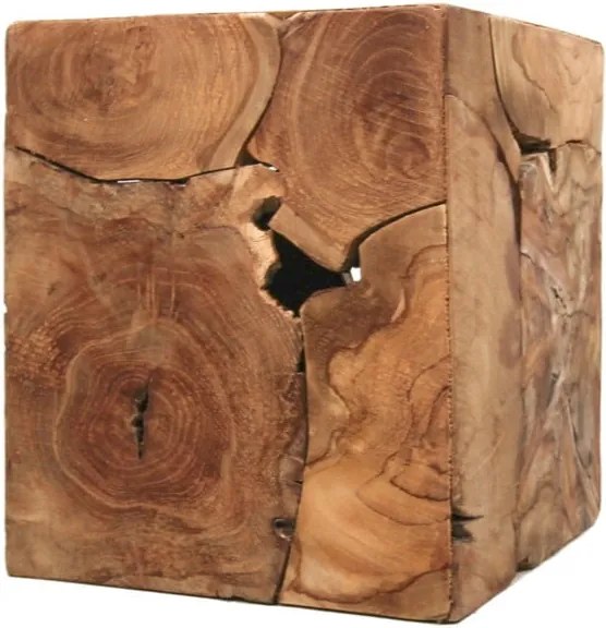 Măsuță din lemn de tec HSM collection Cube, 30 x 35 cm