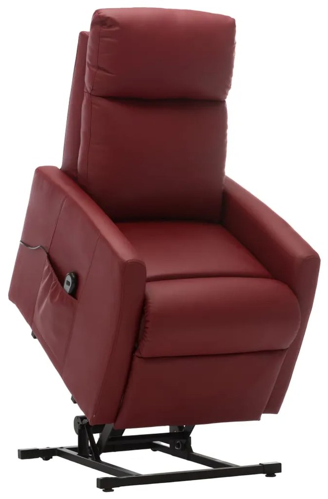 249320 vidaXL Fotoliu TV rabatabil electric vertical roșu vin piele ecologică
