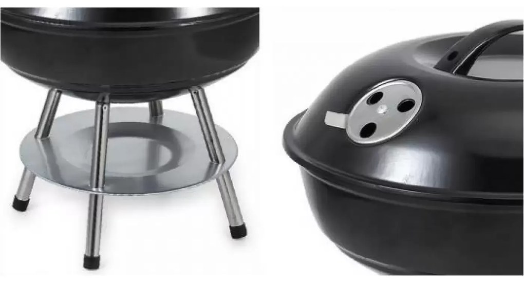 Gratar rotund negru cu capac Algon - 34 CM