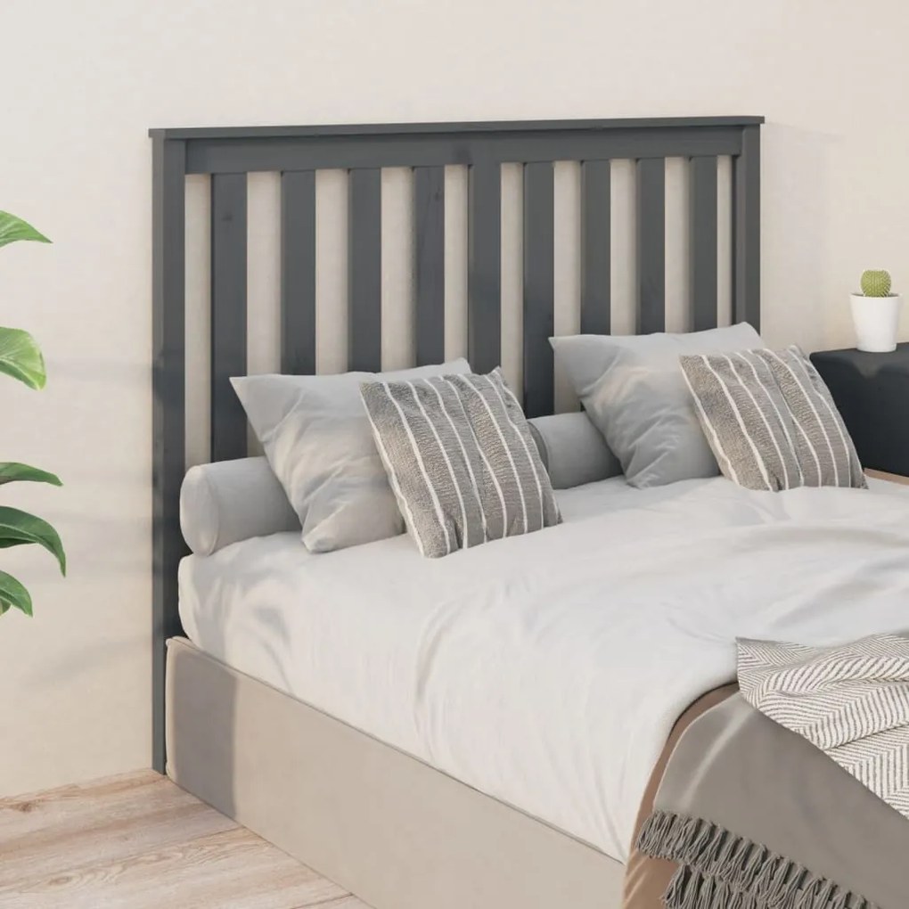 vidaXL Tăblie de pat, gri, 146x6x101 cm, lemn masiv de pin