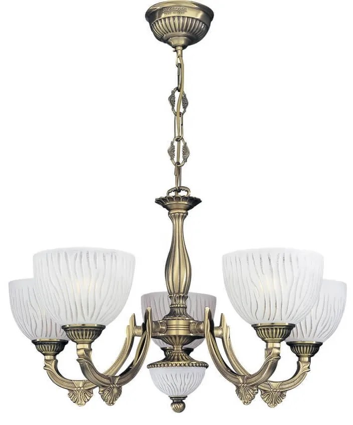 Candelabru cu 5 brate design clasic din alama si sticla 5600