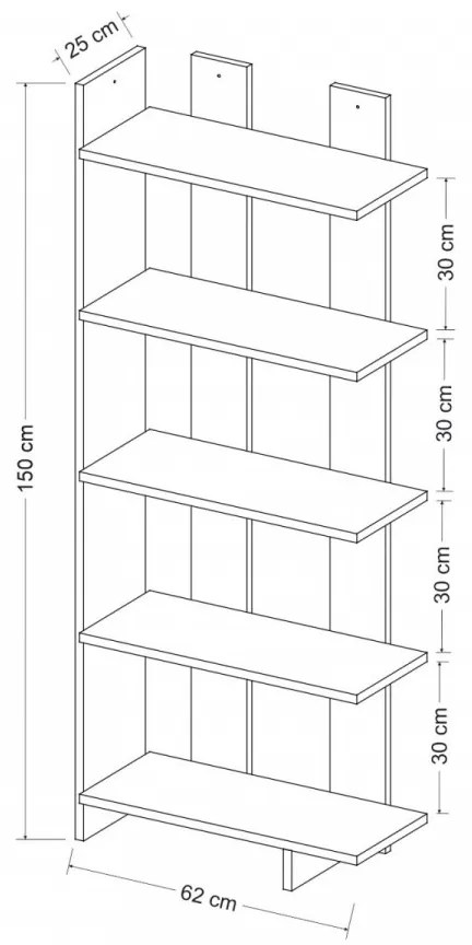 Biblioteca Living Elas, Alb / Stejar