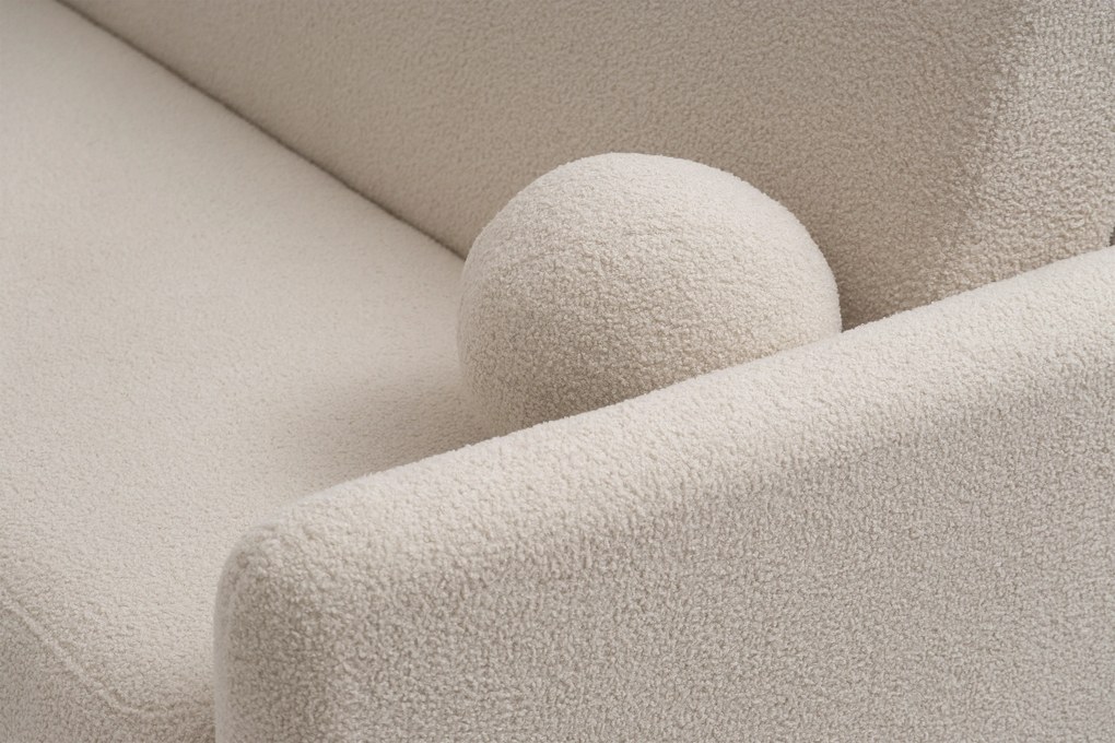 Canapea extensibilă Nido 3 locuri 140 cm cu ladă de depozitare - boucle bej deschis Quelle 03