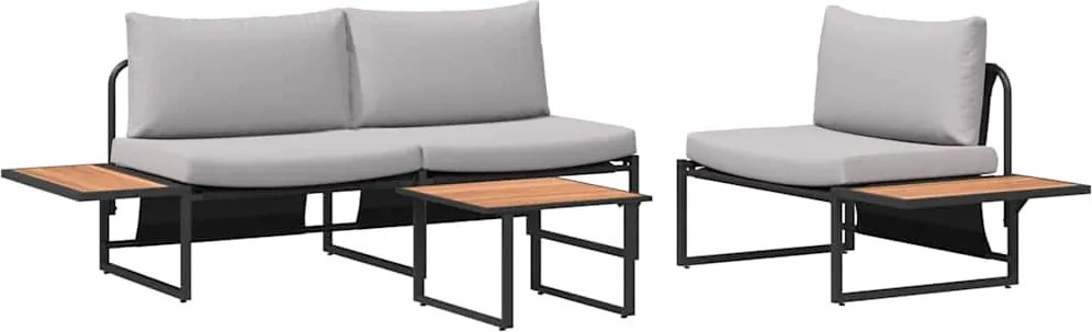 vidaXL Set de masă pentru grădină 3 pcs Gri deschis Oțel