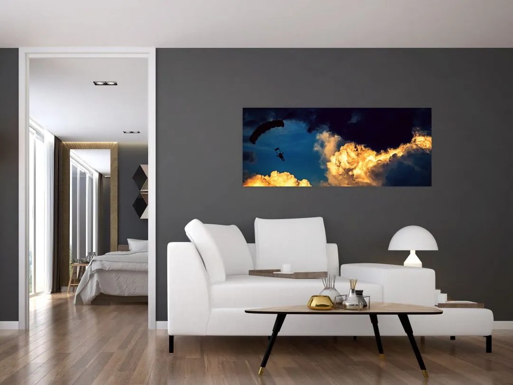 Tablou cu parașutiști în ceruri (120x50 cm)