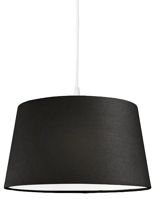 Lampă modernă cu pandantiv alb cu abajur negru 45 cm - Pendant