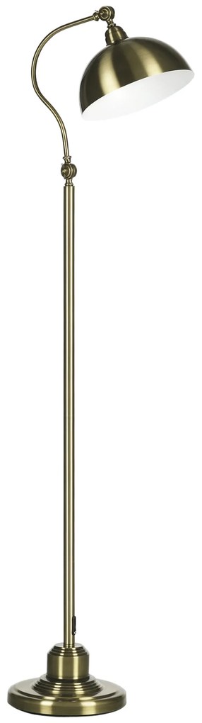HOMCOM Lampadar de camera cu abajur ajustabil, intrerupator la picior 42 x 25,5 x 152 cm ton de alama | Aosom Romania