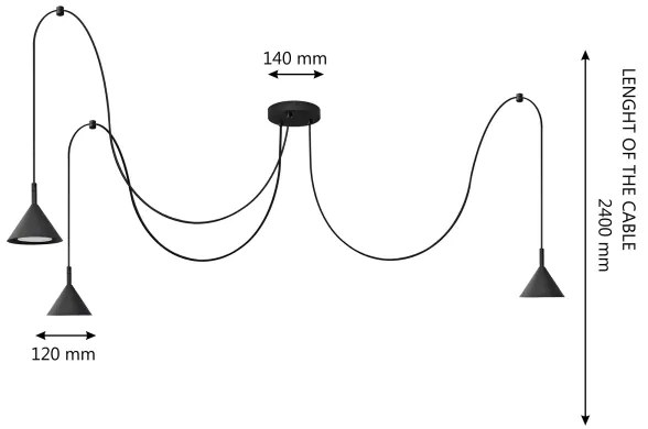 Lustră pe cablu ETNA LONG 3xGX53/10W/230V negru