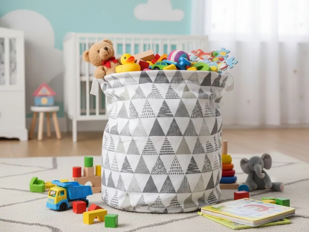 Cos pentru jucarii si rufe Culoare alb-gri, BOWA