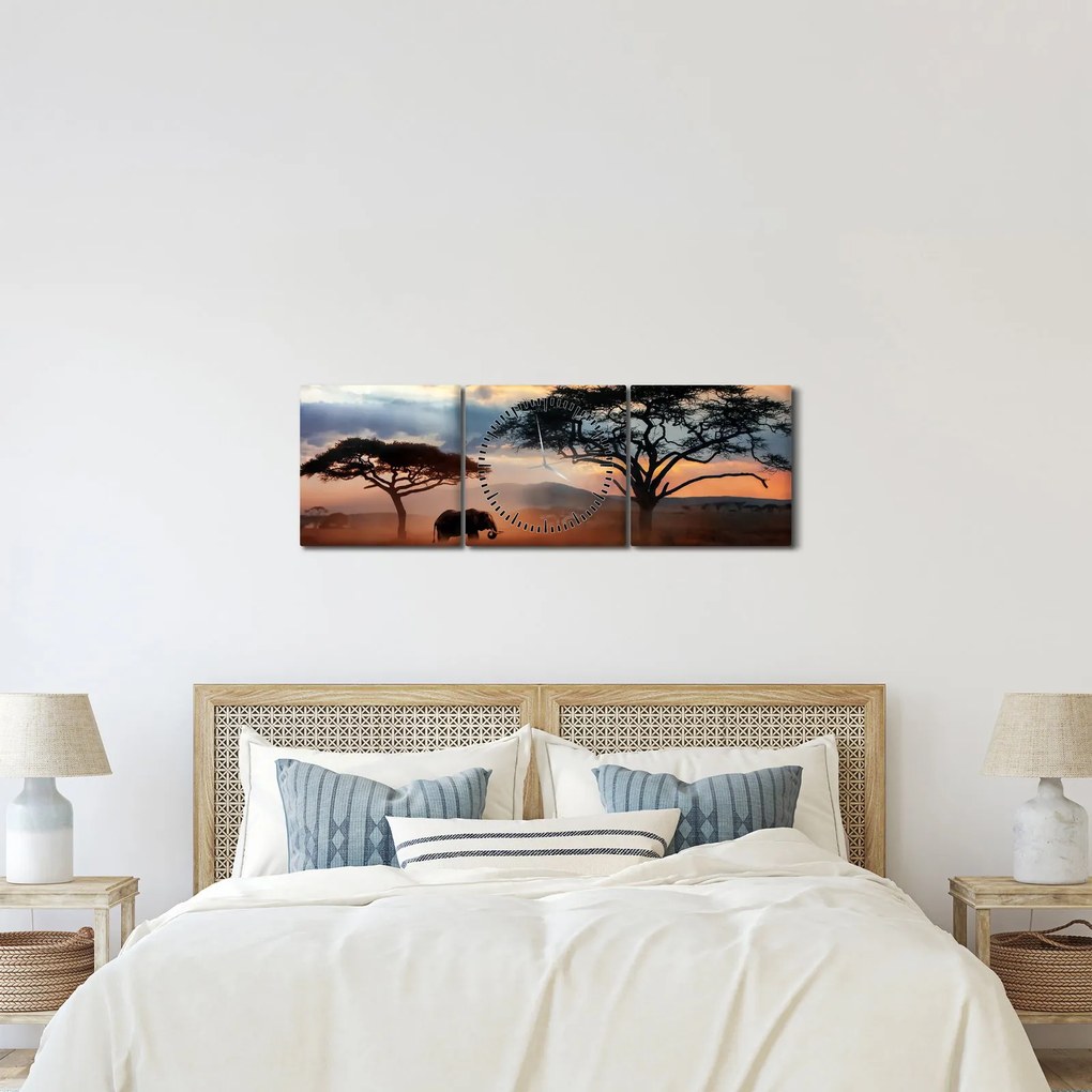Tablou - Parcul Național Serengeti, Tanzania, Africa (cu ceas) (90x30 cm)