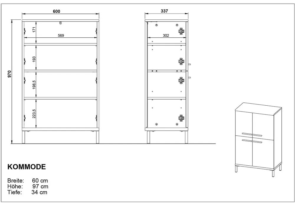 Dulap de baie înalt gri-bej cu aspect de nuc 60x97 cm Yonkers - Germania