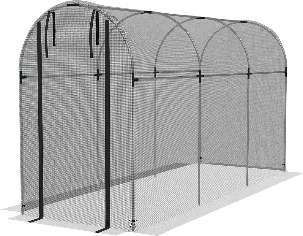 Outsunny Plasă protecție păsări, protecție plante, robustă, ușă cu fermoar, 120x360x188 cm, Negru/Argintiu | Aosom Romania
