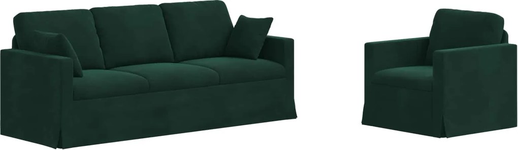 vidaXL Set de canapea 2 pcs Verde închis 198 x 78 x 80 cm Catifea
