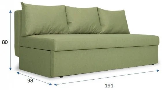 Canapea Extensibila Cu Lada Depozitare Modulo, Verde, 191 X 98 X 80 Cm