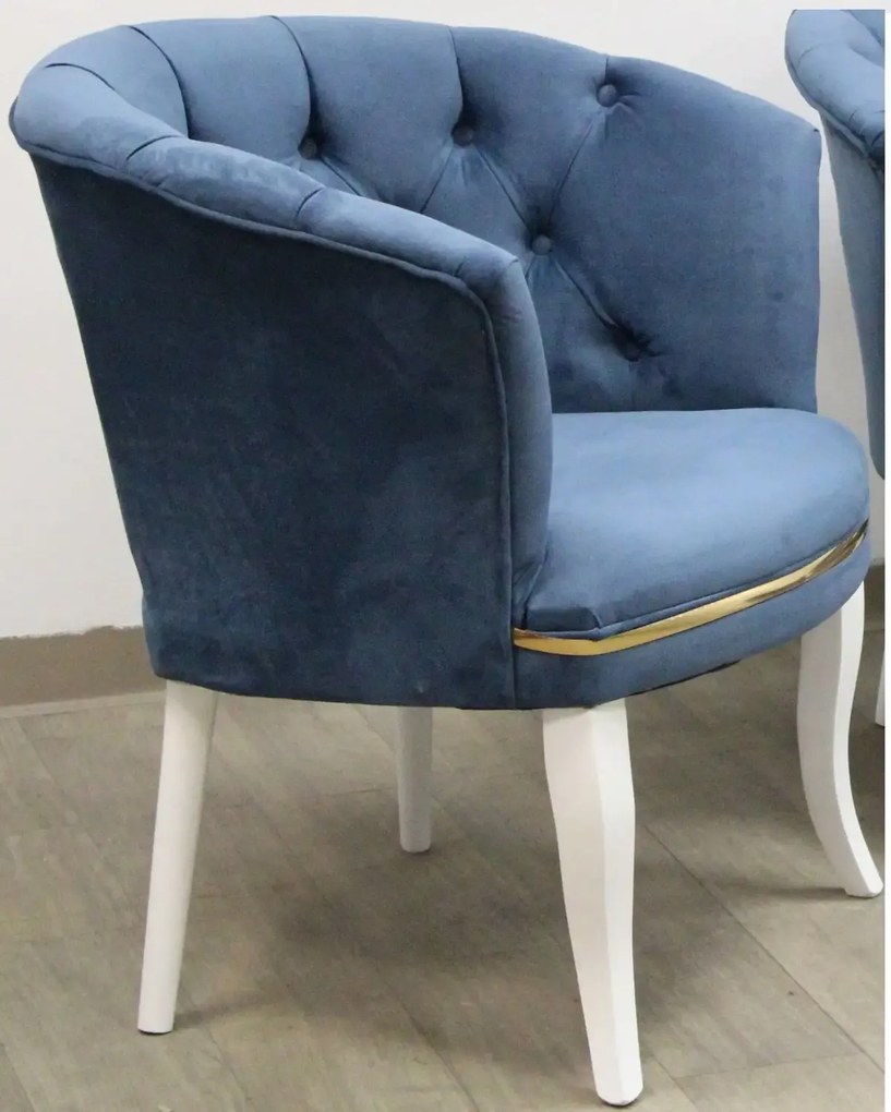 Fotoliu Milano, albastru, picioare albe, Homs