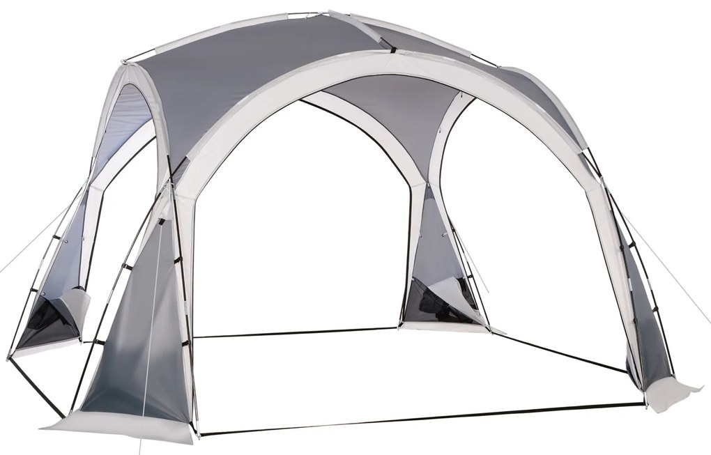 Outsunny Cort de camping tip dôme familial pentru 6-8 persoane cu 4 uși cu plasă de zippé, material Oxford și cârlig pentru lampă | Aosom Romania