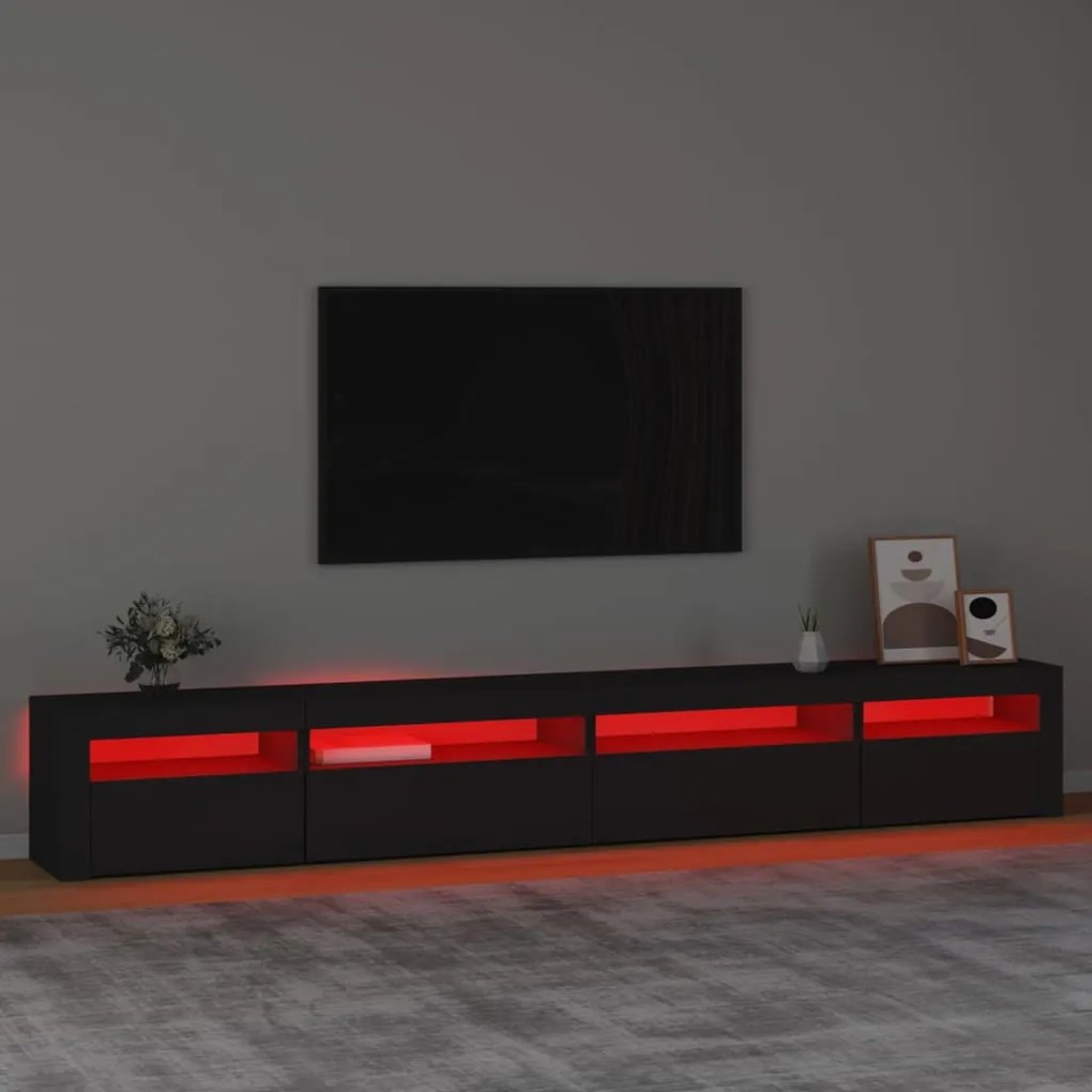 Comoda TV cu lumini LED, negru, 270x35x40 cm 1, Negru, 270 x 35 x 40 cm