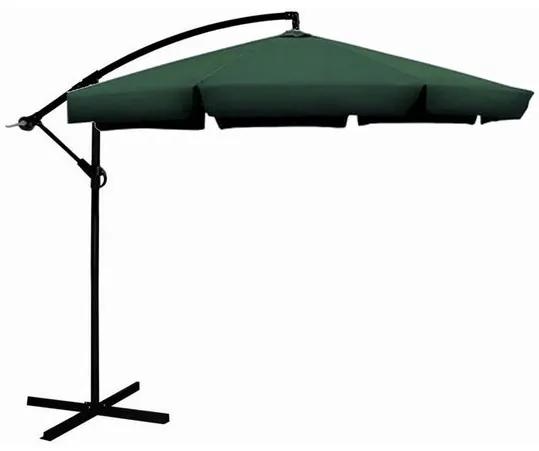 Umbrela gradina/terasa, articulatie tip banana,​​​​​​​ verde+negru, 300 cm