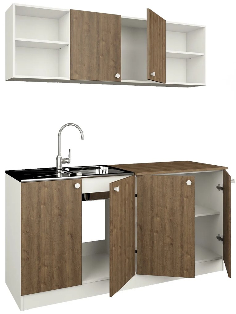 Set Bucatarie Sena, Stejar Bronz/Alb, L 160 cm