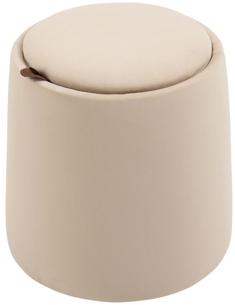 HOMCOM Otoman 2 în 1 cu catifea, cu depozitare și capac detașabil Φ44 cm x 47,5 cm Bej | Aosom Romania