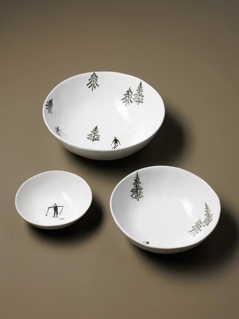 Set 3 farfurii adanci, din ceramica, Slalom