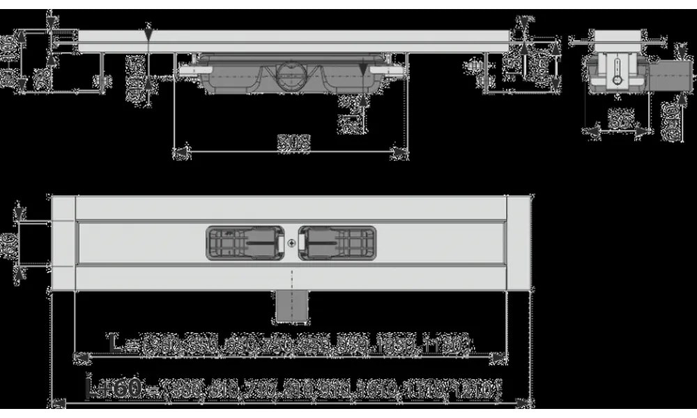 Rigola de dus Professional Low 115 cm, cu margine pentru gratar plin, otel inoxidabil 1150 mm