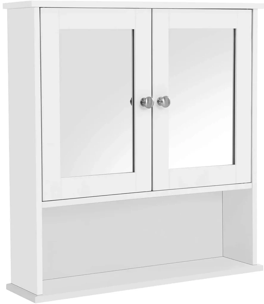Dulap de baie, dulap de lavabo cu usa dubla oglinda 56 x 13 x 58 cm