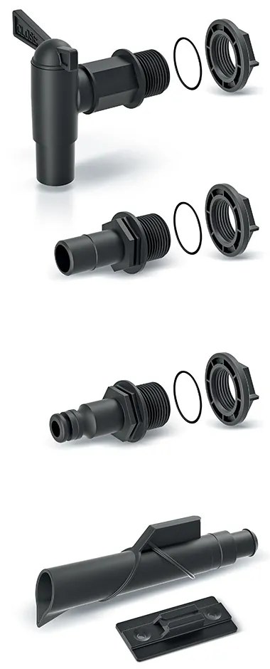 Set accesorii pentru butoaie de apa de ploaie II, 5 bucati, negru