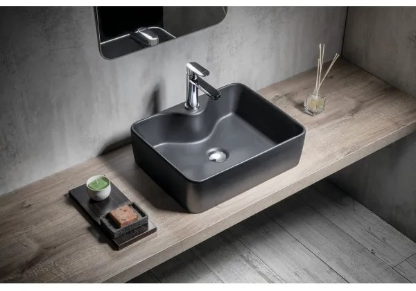 Sapho - Lavoar pentru blat BALENA 48x37 cm, negru mat