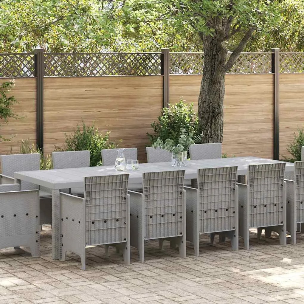 vidaXL Set de masă pentru grădină 13 pcs Gri deschis 300 x 100 x 73 cm