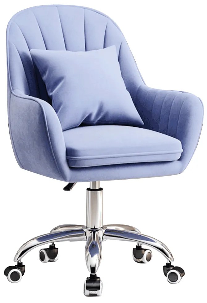 Scaun de birou, tesatura de catifea albastra / crom, KLIAN