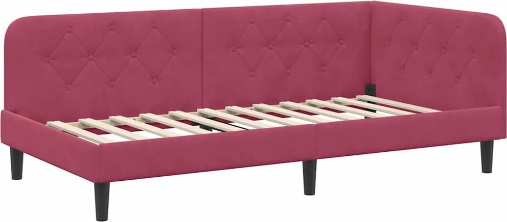 vidaXL Cadru de pat colțar Roșu Vin 100 x 200 cm Catifea
