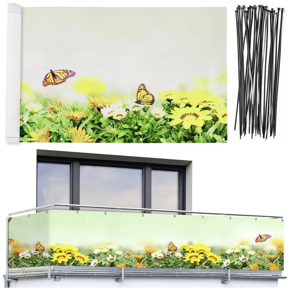 Paravan pentru balcon din plastic 500x85 cm Butterfly – Maximex