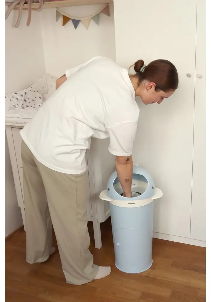 Coș de gunoi albastru deschis pentru scutece din plastic 25 l Whale – Kindsgut