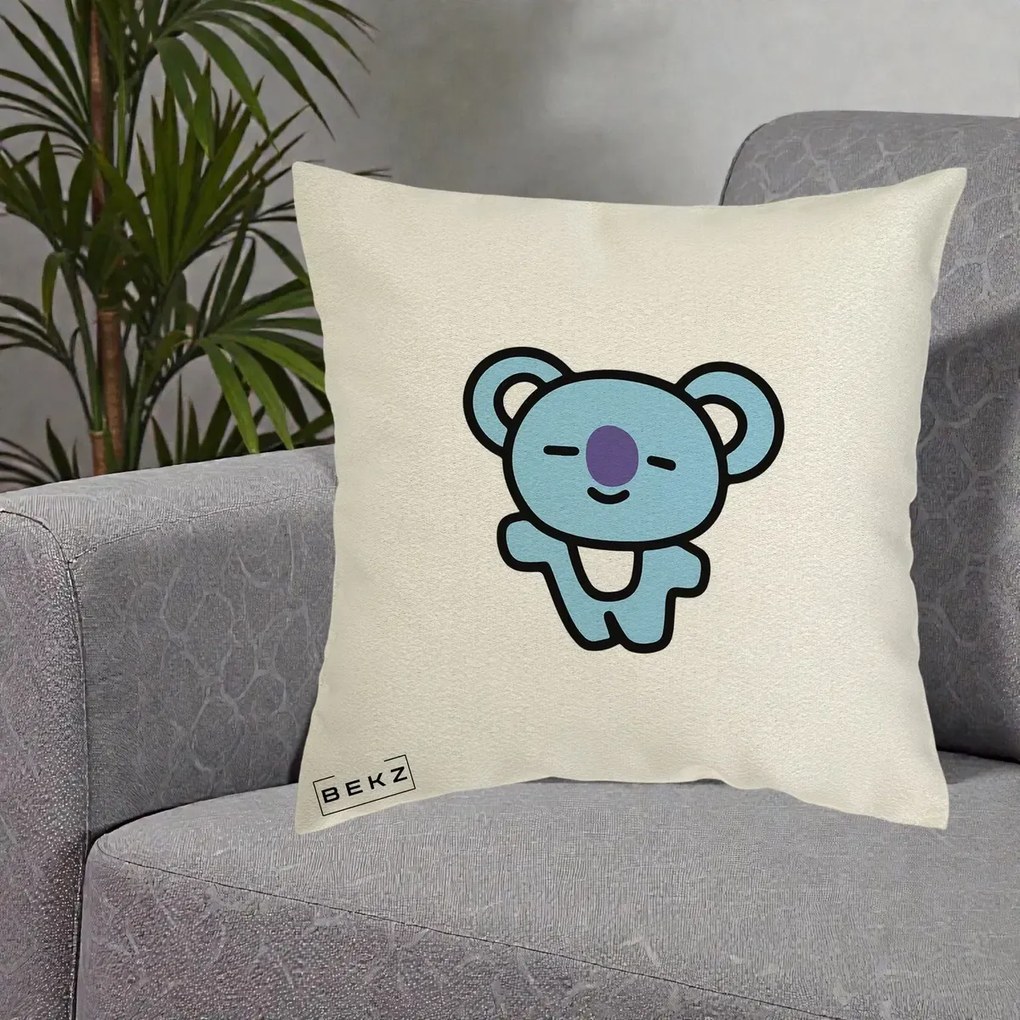 Perna Personalizata BT21 Koya Kawaii, 40x40 cm, Ecru, Husa Detasabila, Perna Inclusa, BEKZ®