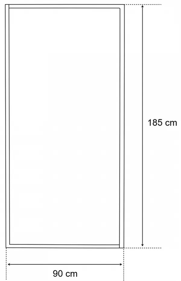 Perete de duș cu dimensiunea de 90x185 cm