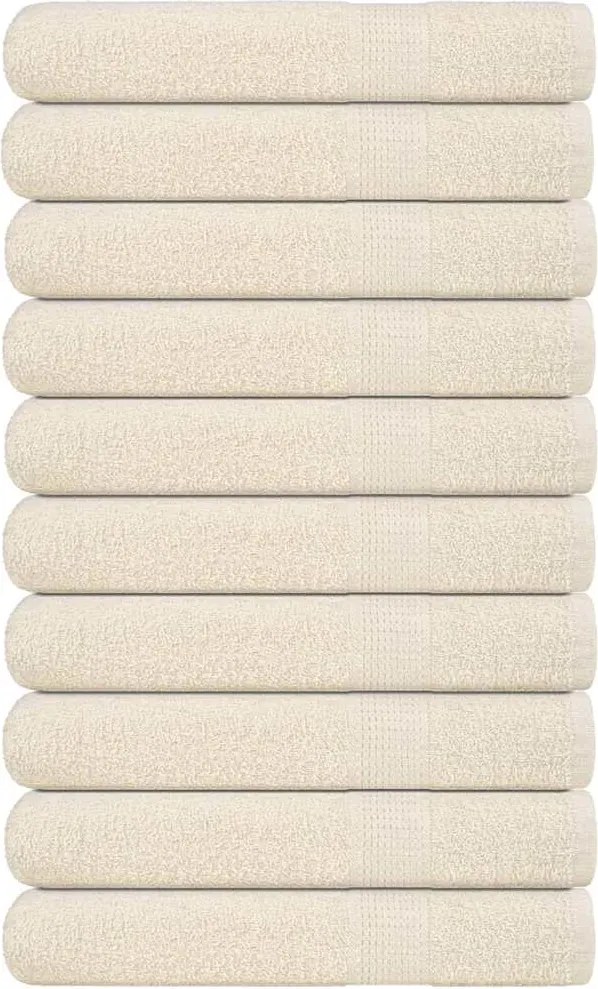 vidaXL Prosoape FROGN 10 buc., crem, 100x200 cm, 360 g/m²