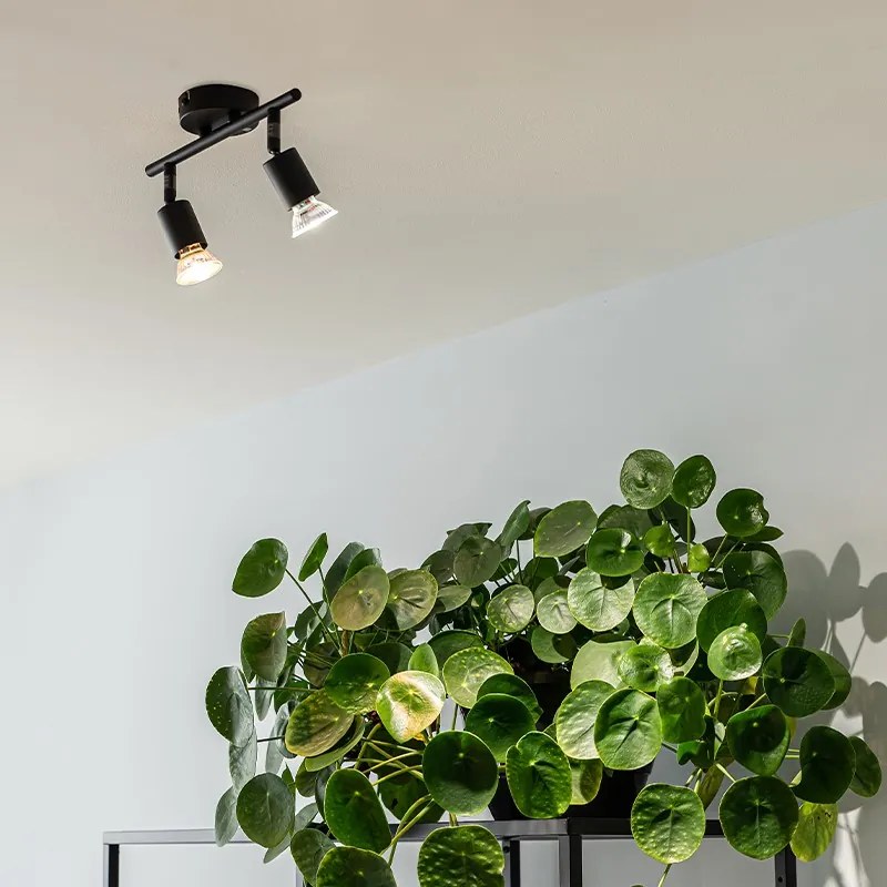 Spotlight industrial negru inclinabil cu 2 lumini - Jeany